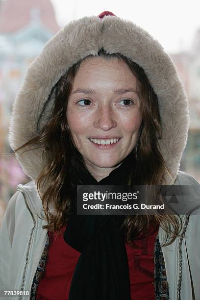 Audrey Marnay poses in Disneyland before attending the premiere for "Enchanted" on november 10, 2007 in Marne La Valle, France.