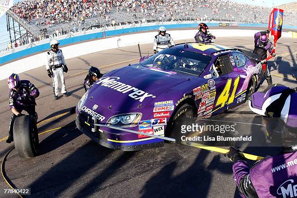 Allmendinger, driver of the Imation Dodge, pits during the NASCAR Busch Series ARIZONA.TRAVEL 200 at Phoenix International Raceway on November 10,...