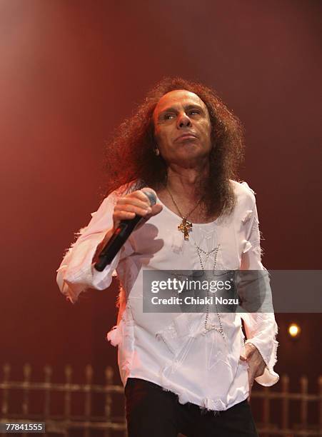 Ronnie James Dio of the band Heaven and Hell during a performance at Wembley Arena on November 10, 2007 in London, England.