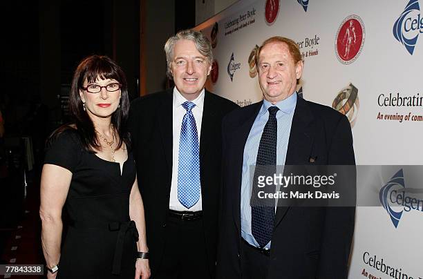 Susie Novis, Brian Durie and Mike Medavoy pose at the Comedy to Benefit The IMF's Peter Boyle Fund held at the Wilshire Ebell Theater and Club on...