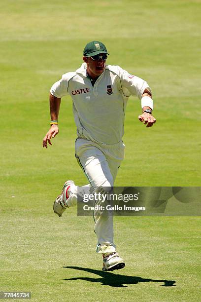 Andre Nel during day four of the 1st test match between South Africa and New Zealand held at the Wanderers Stadium on November 11, 2007 in...