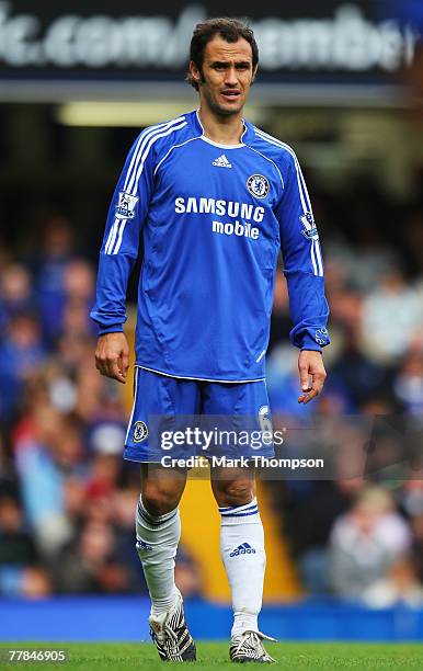 Ricardo Carvalho of Chelsea looks on during the Barclays Premier League match between Chelsea and Everton at Stamford Bridge on November 11, 2007 in...