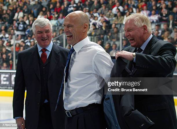 Mark Messier is presented the Hall of Fame blazer by Bill Hay, Chairman and CEO of the Hockey Hall of Fame on November 11, 2007 at the Air Canada...