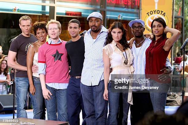 Adam Pascal, Tracie Thoms, Anthony Rapp, Wilson Jermaine Heredia, Jesse L. Martin, Idina Menzel, Taye Diggs and Rosario Dawson from the movie "Rent"