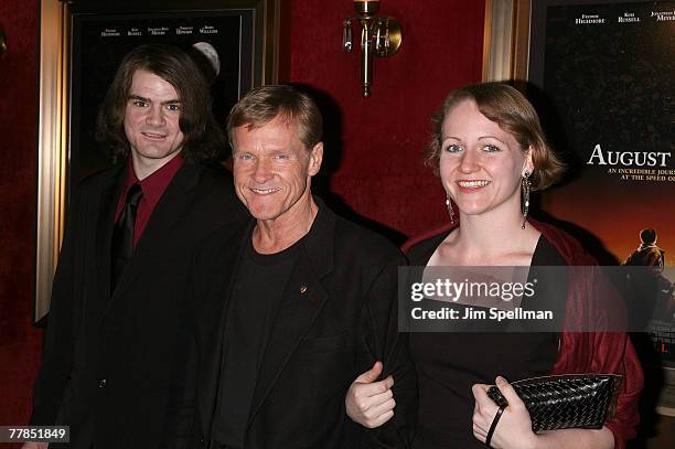 Jules Meier, Actor William Sadler and Sadler Bakst arrive at the "August Rush" Premiere at the Ziegfeld Theater on November 11, 2007 in New York City.