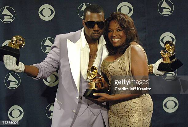 Kanye West, winner of Best Rap Solo Performance for "Gold Digger," Best Rap Song for "Diamonds From Sierra Leone," and Best Rap Album for "Late...