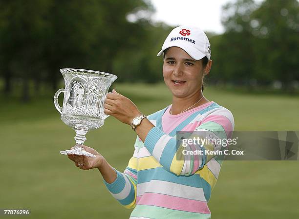 Lorena Ochoa celebrates winning the 2007 Sybase Classic Presented by ShopRite at Upper Montclair Country Club on Sunday, May 20, 2007 in Clifton, New...