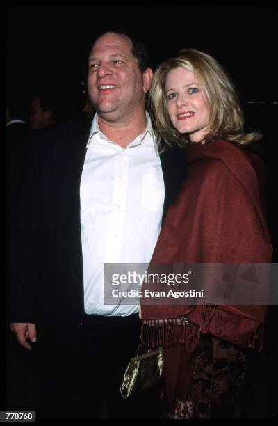Harvey Weinstein poses for a photograph with with his wife Eve Chilton Weinstein, October 26, 1999 at the premiere of ''Music of the Heart'' in New...