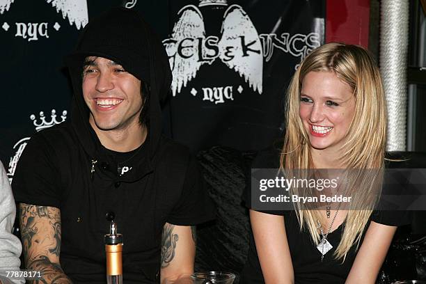 Musician Pete Wentz and singer Ashlee Simpson attend "Vive Le Karaoke" hosted by Nylon Magazine, Hilfiger and Crush at Angels and Kings on November...