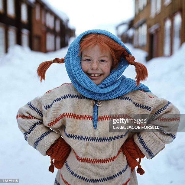 File photo taken 23 February 1968 shows a still from the movie "Pippi Longstocking" with Inger Nilsson as Pippi. Swedish writer Astrid Lindgren, who...