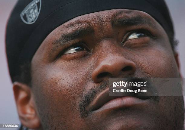 Offfensive lineman Melvin Fowler of the Buffalo Bills sits on the bench while taking on the Miami Dolphins at Dolphin Stadium on November 11, 2007 in...