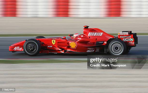 Seven times world champion Michael Schumacher of Germany returns to Formula One to test for Ferrari during Formula One Testing at the Circuit de...