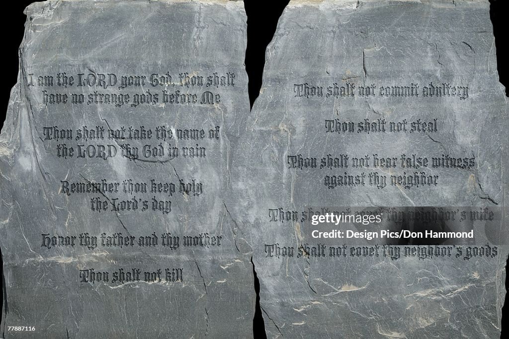 The ten commandments on stone tablets