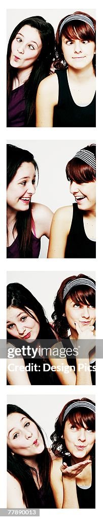 Girlfriends in a photo booth