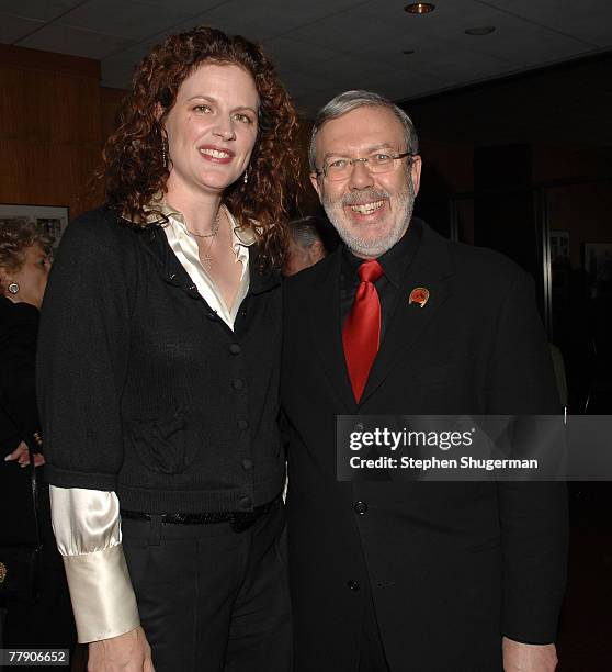 Hondo" writer Louis Lamour's daughter Angelique Pitney and critic Leonard Maltin attend AMPAS presents the premiere of the restored 3D classic...