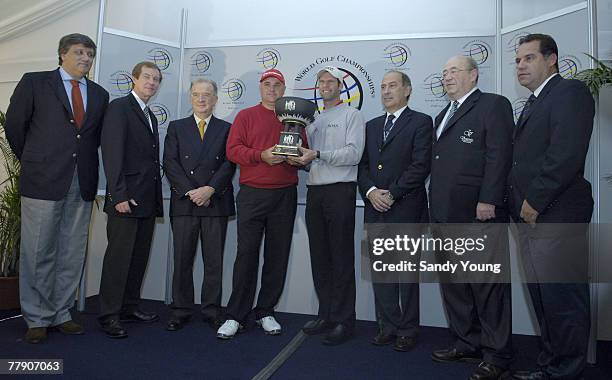 Laurentino Dias, Secretary of State for Sports, George O'Grady, Exec. Director PGA European Tour, Jorge Sampaio, President of Portugal, Stephen Dodd...