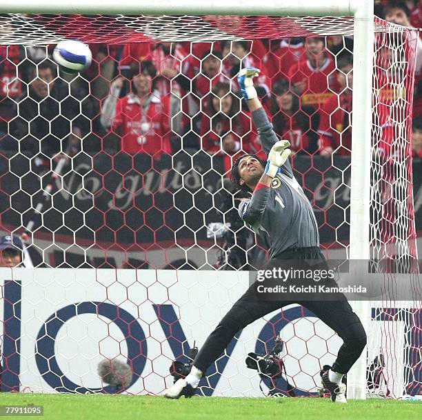 Iran's Sepahan goalkeeper Abbas Mohammadi fails to save a goal of Yuichiro Nagai of Urawa Reds during the AFC Champions League Final 2nd leg Urawa...