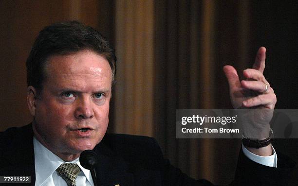 Sen. Jim Webb speaks during a news conference at the U.S. Capitol November 14, 2007 in Washington, DC. The panel discussed issues relating to the...