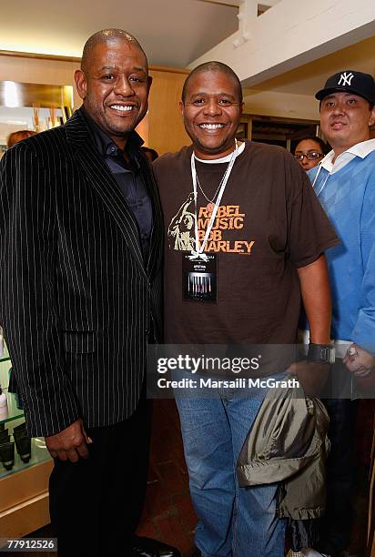 Actor Forest Whitaker and brother Damon Whitaker attend the Kissable Couture lip gloss launch at Fred Segal on November 13, 2007 in West Hollywood,...