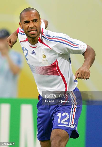 Thierry Henry after scoring his goal. In the Centralstadium, Leipzig, Korea Reublic came from behind to tie France 1-1. On June 18 2006.
