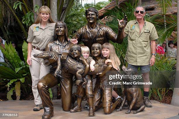 Unveiling the memorial family statue Terri Irwin, Robert Irwin, Bindi Irwin and Steve's father Bob Irwin attend "Steve Irwin Memorial Day" at...