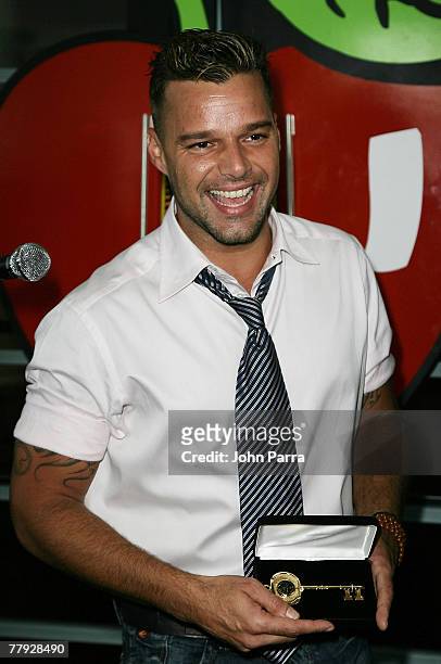 Latin recording artist Ricky Martin attends the Grand Opening of the Fillmore Miami Beach at the Jackie Gleason Theather October 10, 2007 in Miami...