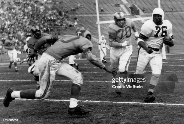 Cleveland Browns Hall of Fame fullback Marion Motley on a carry in a 24-17 loss to the Los Angeles Rams in a League Championship game on December 23,...