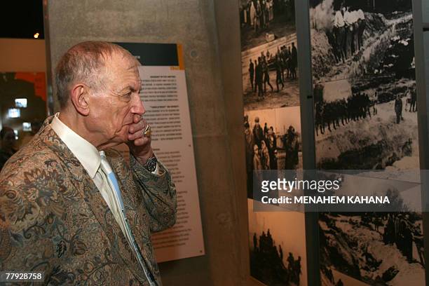 Russian poet, novelist and literature professor, Yevgeny Yevtushenko, tours the Yad Vashem holocaust museum in memory of the six million Jewish...