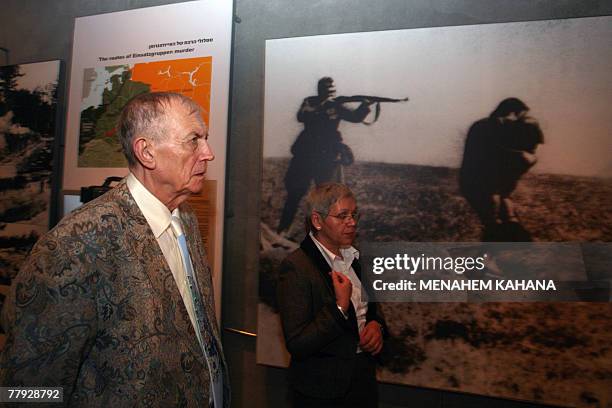 Russian poet, novelist and literature professor, Yevgeny Yevtushenko, tours the Yad Vashem holocaust museum in memory of the six million Jewish...