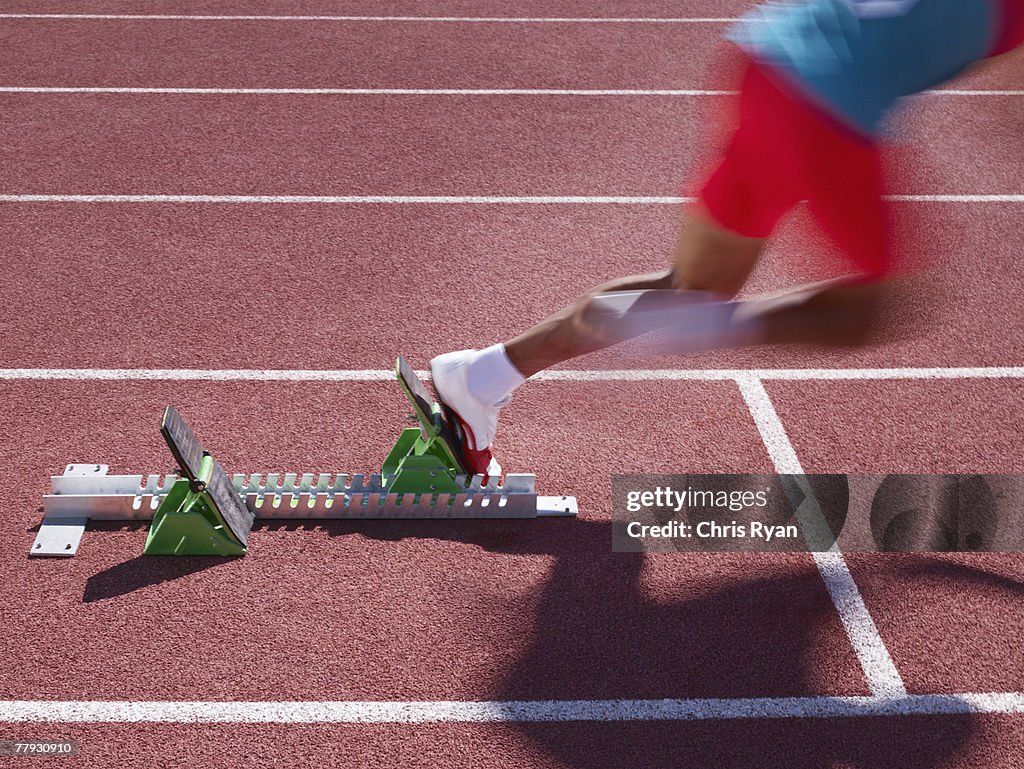 Racer at start line on track