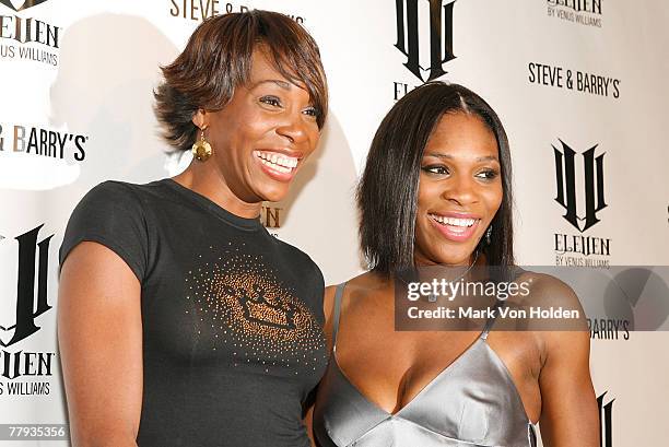 Venus Williams and Serena Williams attend the launch party of Venus Williams' new clothing line EleVen on November 14, 2007 at Tenjune, New York.