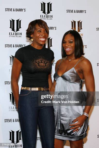 Venus Williams and Serena Williams attend the launch party of Venus Williams' new clothing line EleVen on November 14, 2007 at Tenjune, New York.