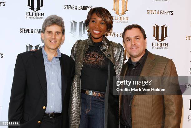 Steve and Barry's Owner Steve Shore, Venus Williams, and Steve and Barry's owner Barry Prevor at the launch party of Venus Williams new clothing line...