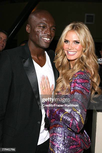 Model Heidi Klum and husband musician Seal pose at Victoria's Secret Fashion Show after party held at the Kodak Theatre, Grand Ballroom on November...