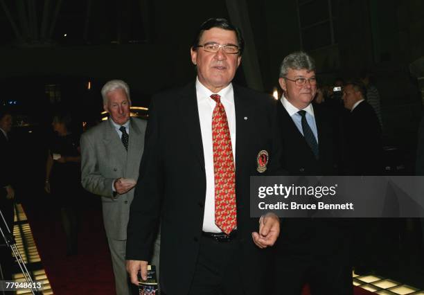 Serge Savard arrives at the Hockey Hall of Fame induction ceremony on November 12, 2007 at the Hockey Hall of Fame in Toronto, Ontario, Canada.