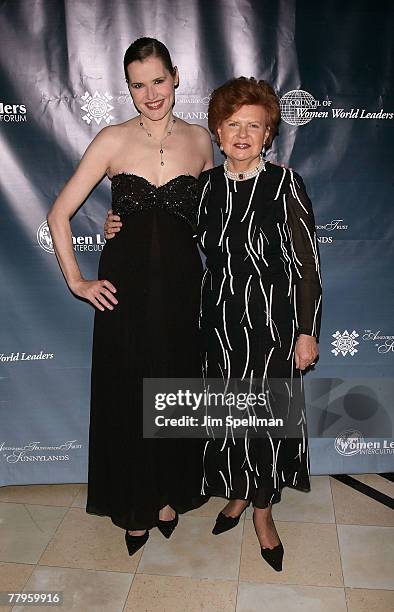 Actress Geena Davis and Former President of Latvia Vaira Vike-Freiberga attend the 2007 International Women Leaders Global Security Summit at the...