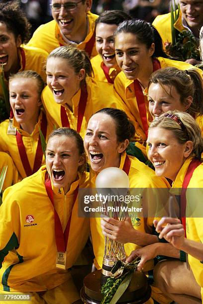 Australia captain Liz Ellis and her team celebrate with the Netball World Cup following the 2007 Netball World Championship Final between New Zealand...