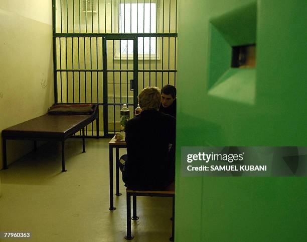 Two young Moldavan refugees sit in the cell of the border crossing of the Slovakian ? Ukrainian border in Vysne Nemecke 500 km from the capital...