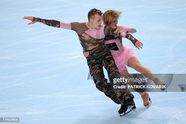 France's Zoe Blanc and Pierre-Loup Bouquet perform during the ice dancing free dance event at the Eric Bompard trophy, the fourth in the six-leg...