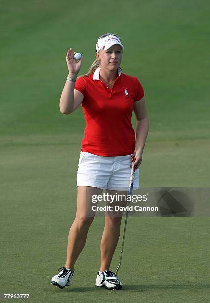 Morgan Pressel on the 18th hole during the third round of the 2007 ADT Championship held at the Trump International Golf Course, on November 17, 2007...