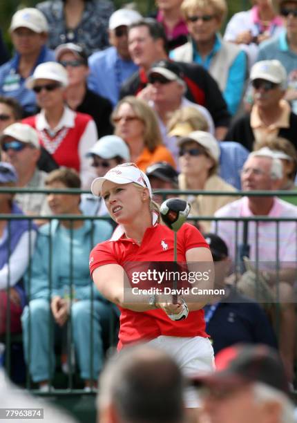 Morgan Pressel drives at the 1st hole during the third round of the 2007 ADT Championship held at the Trump International Golf Course, on November...