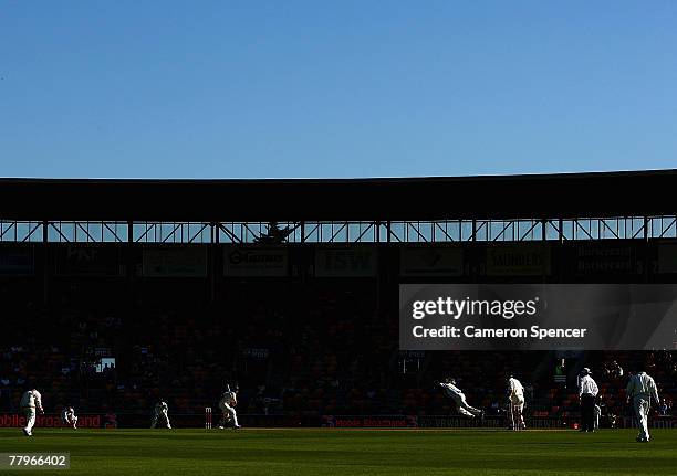 General view of Matthew Hayden of Australia preparing to play a shot during day three of the Second test match between Australia and Sri Lanka at...