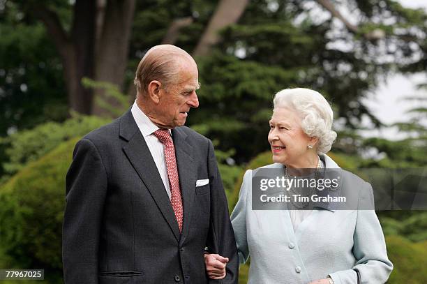 In this image, made available November 18 HM The Queen Elizabeth II and Prince Philip, The Duke of Edinburgh re-visit Broadlands, to mark their...