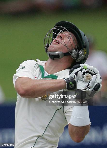 South Africa batsman Andre Nel keeps an eye on his shot off the ball of New Zealands Mark Gillespie at Super Sports Park in Centurion, 18 November...