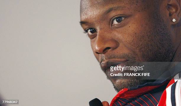 France national football team defender William Gallas answers journalists' questions during a press conference, 18 November 2007 in...