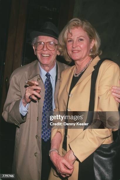 Actor Milton Berle with wife out and about in Beverly Hills September 14, 2000 in Beverly Hills, CA.