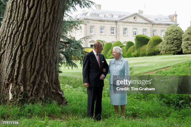 In this image, made available November 18 HM The Queen Elizabeth II and Prince Philip, The Duke of Edinburgh re-visit Broadlands, to mark their...