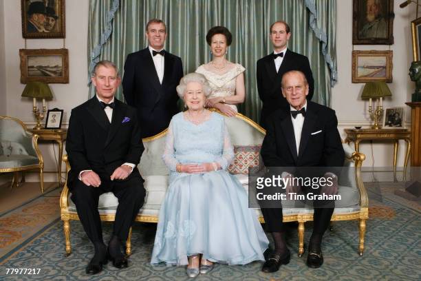 Queen Elizabeth II and HRH Prince Philip, Duke of Edinburgh are joined at Clarence House by their immediate family, HRH The Prince of Wales , HRH...