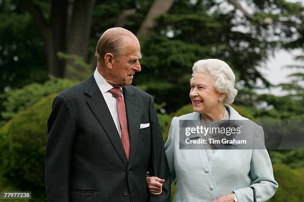 In this image, made available November 18 HM The Queen Elizabeth II and Prince Philip, The Duke of Edinburgh re-visit Broadlands, to mark their...