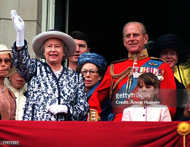The Queen Elizabeth II, Tim Laurence, Princess Margaret , The Duke of Edinburgh, Princess Eugenie and Lady Helen Windsor